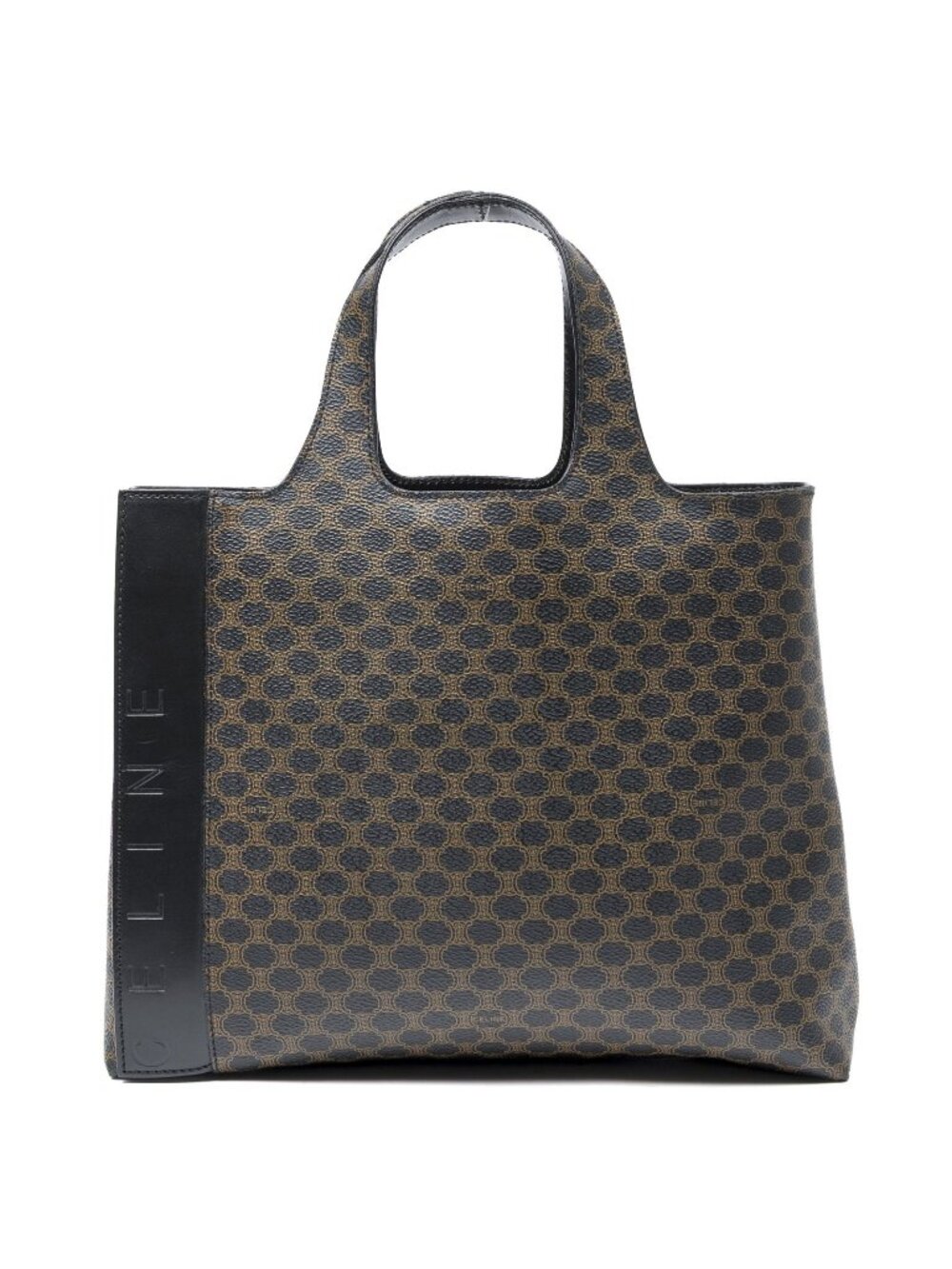Celine Vintage Small Triomphe Tote Bag Brown Black Macadam Canvas